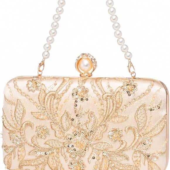 Luxurious Gold Party Purse with Beads & Stylish Clasp - Perfect Gift Idea - Picture 1 of 8